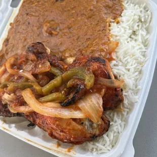 Chicken tandoori and vindaloo w rice