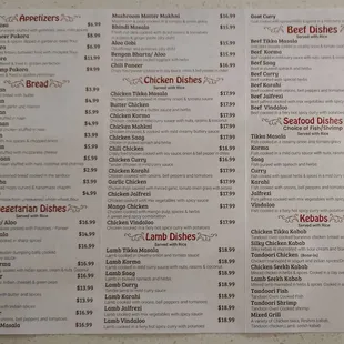 Other side of the takeout menu