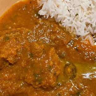 This is all the meat that was in the watered down  Lamb Curry.