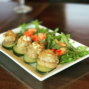 Goat Cheese &amp; Paneer Stuffed Mushrooms