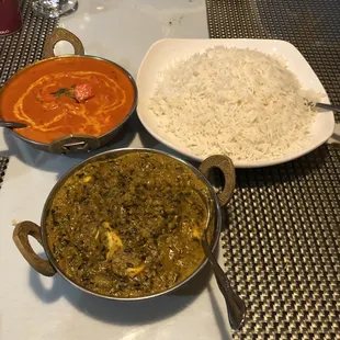 Saag Paneer and Chicken Tikka Masala