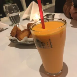 a glass of orange juice