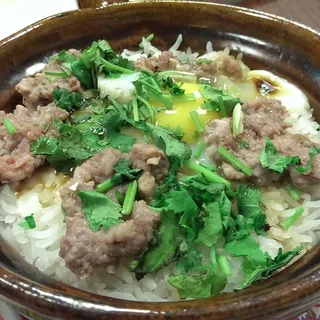 17. Pork Pattie and Salted Fish Clay Pot Rice