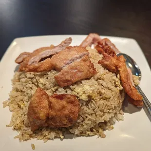 Fried Pork Chop with Rice.  Added fried rice option(extra)