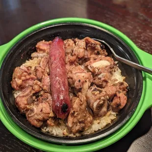 Black bean spare ribs claypot rice (added whole Chinese sausage)