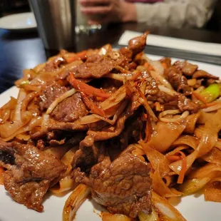 Beef chow fun -- great technique!  No broken noodles!