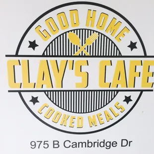 a sign for clay&apos;s cafe