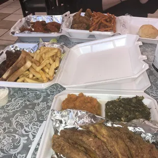 a table full of food