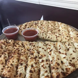 Large cheese sticks.