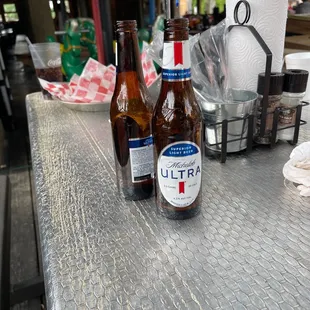 Two empty beers with nobody coming coming back asking if we needed anything else.