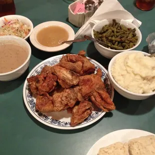 a variety of food items on a table