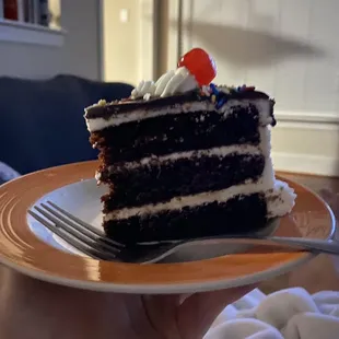 a slice of cake on a plate