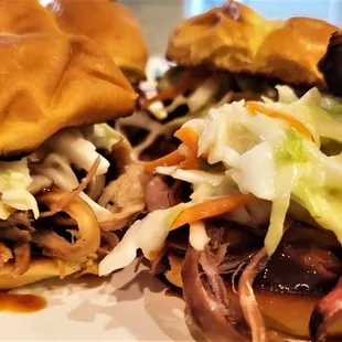 two pulled pork sandwiches