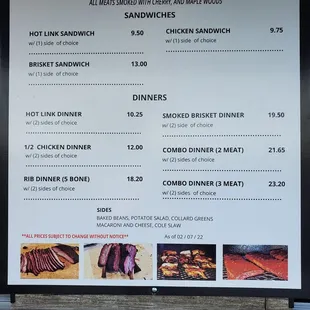 CSB Menu....all cooked with LOVE