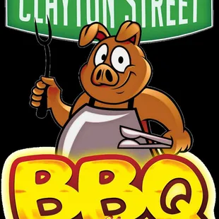 a cartoon pig holding a knife and fork