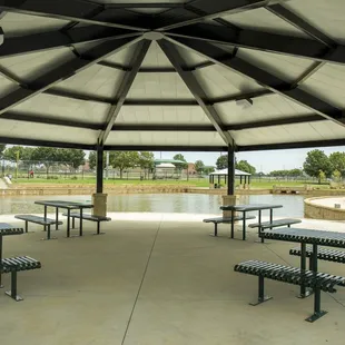 A large pavilion overlooking the pond makes a great location for parties and events.