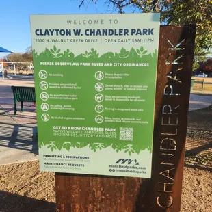 Clayton W Chandler Park rules