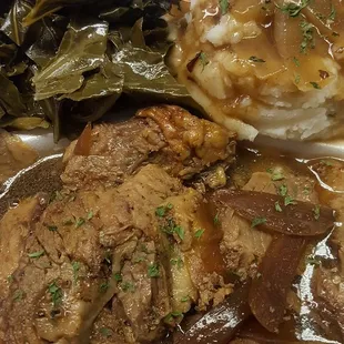 Beef Brisket w/collard greens &amp; mash potatoes