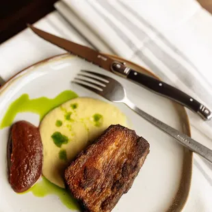 Pork belly/ corn sauce/ cherry compote 20