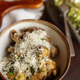 Smashed potatoes/ chimichurn/ Parmesan 14