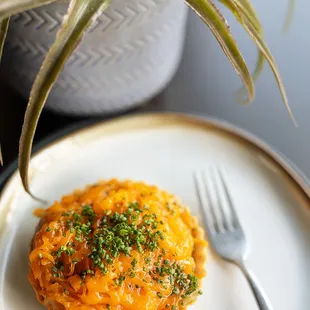 Shallot and cheddar tart/ Madeira/ black pepper 19