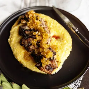 Braised beef shank/ polenta/ autumn squash 42