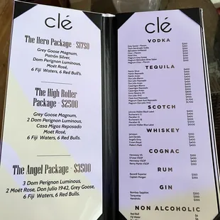 the menu and prices