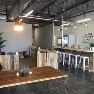 a view of the interior of a restaurant