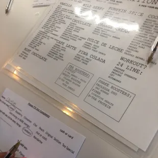 Menu choices