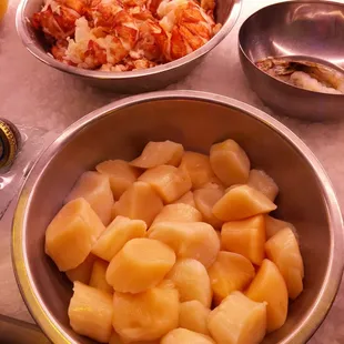 Scallops and lobster tails