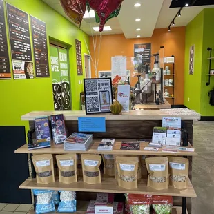 a display of food items