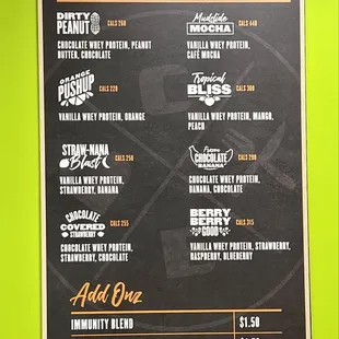 Smoothie Menu &amp; Prices