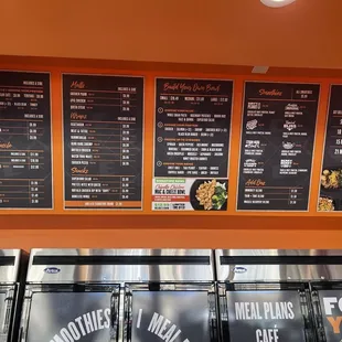 menus and prices on the wall