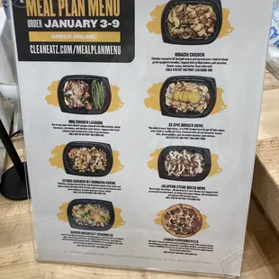 a menu for a meal