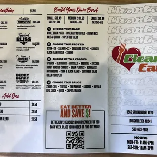 Menu front/back