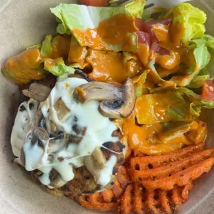 warrens turkey burger/ Warren Signature Bowl