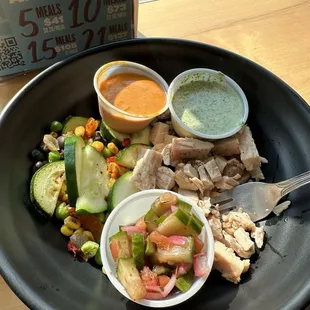 Build A Bowl Small with chicken, quinoa and lots of vegetables!