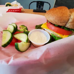 Best turkey burger yet! So juicy! Side if veggies