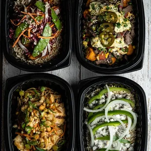a variety of meals in plastic containers