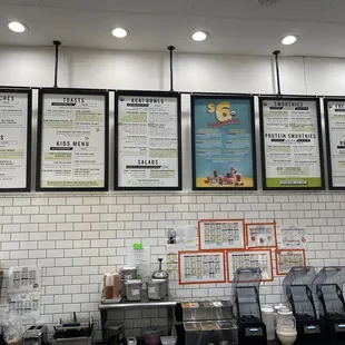 menus on the wall of a restaurant