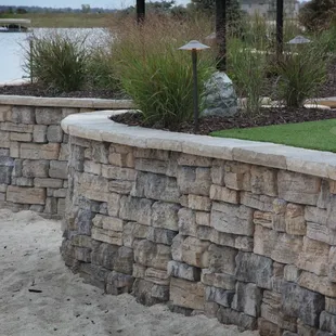 a stone retaining wall