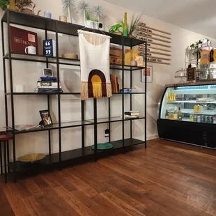 a display of coffee and pastries