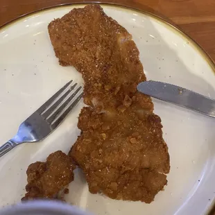 Pork schnitzel.  Plain.