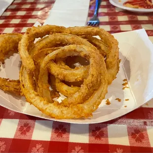Partially eaten small onion ring order. Best ever.