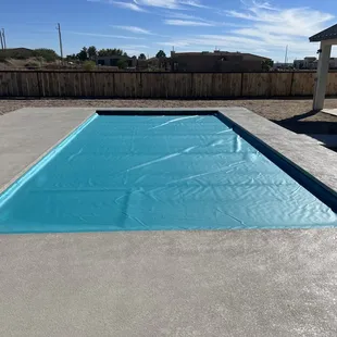 Pool cover installed.