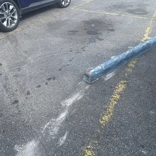 Concrete slab in parking spot outside Bed Bath and Beyond Clearview mall