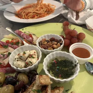 Antipasto Platter and Spaghetti