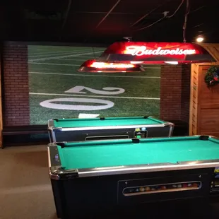 pool table and tv