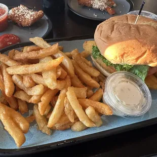 Perch sandwich and fries