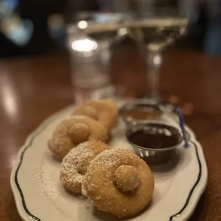 Warm &amp; fresh mini donuts &amp; champagne. Why not?!?!?
